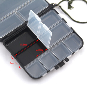 Caja de aparejos de pesca de plástico de doble capa, 12x10,3 cm, con compartimento para anzuelos, anillos, cucharas, accesorios de almacenamiento, color negro - Product Image 1