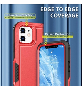Pour <span class=keywords><strong>iPhone</strong></span> 12 / 12 Pro housse de téléphone portable 3 en 1 PC + TPU matériau Anti-chute anti-dérapant étui de protection de téléphone portable - Product Image 3