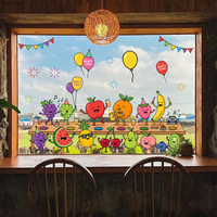 Autocollant de fenêtre D23066 sur le thème de la fête des fruits pour vitrines et portes en verre, décalcomanie statique pour verre, visible des deux côtés