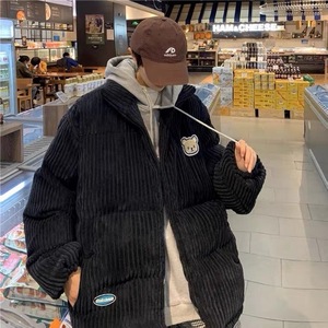Nuovo Design Giacca in Velluto a Coste Utility da Uomo, Giacca Puffer Personalizzata con Design Orso, Giacca Invernale da Uomo in Denim Grezzo - Product Image 6