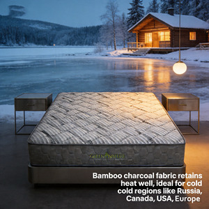 Matelas en fibre de charbon de bambou à accumulation de chaleur pour les pays froids, garde au sec et au chaud, matelas à ressorts ensachés hypoallergénique - Product Image 1