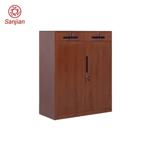 Factory direct sale metal filing storage cabinet with 2 drawers red/yellow/walnut wooden metal steel file cabinet with lock