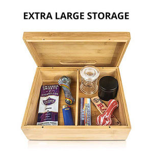Natural Wooden Bamboo <strong>Herb</strong> Stash <strong>Box</strong> with Rolling Tray Smell Proof Desk Storage Accessories Kit Wood Case - Product Image 6