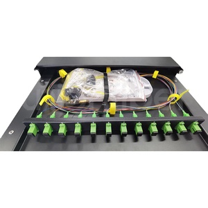 Caja Terminal ODF de Fibra Óptica 1U de <span class=keywords><strong>36</strong></span> Puertos Personalizable con Conectores SC FC ST LC, Riel Deslizante y Montaje en Rack con Pigtail - Product Image 1