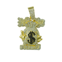 PD3017 US Dollar Pendentif Money Bag Bijoux Hip Hop pour hommes Pendentifs en diamant Pendentifs pour sacs a monnaie en dollars US
