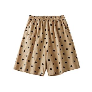 Polka Dot Shorts Women Summer Loose Fit <b>Elastic</b> Waist Wide Leg Khaki Casual Pants With Pockets Breathable Style - Product Image 5