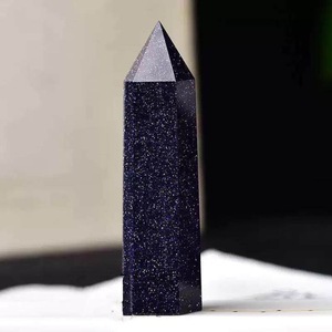 Offre Spéciale : Obélisque Bohème en Grès Bleu, Pointe Unique, Cristal Brut Sculpté, Wicca, Feng Shui, Méditation, Cadeau d'Halloween - Product Image 4