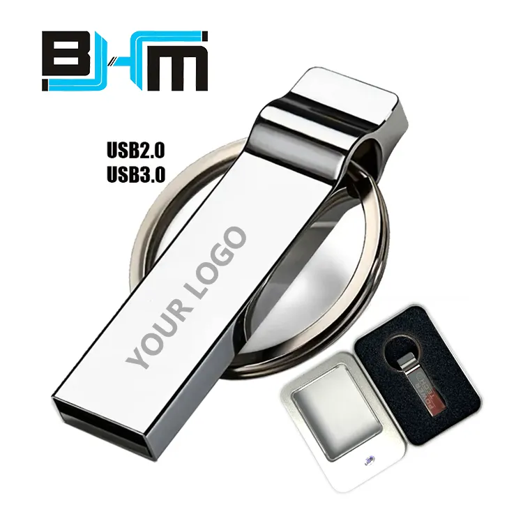 Atacado Logotipo Personalizado Memorias Usb Flash Drive Mini Metal 1Gb 2Gb 8G 32Gb 64Gb 128Gb Pendrive Cle Usb 2.0 3.0 Flash Memory Stick