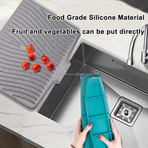 Tapis de drainage en silicone à design moderne, nouveau, avec ouverture inclinée pour l'infusion, simple, pour le séchage des assiettes, avec filtration de l'eau et isolation thermique - Product Image 4