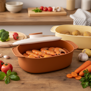 Explosion Kitchen Microwave Oven Special Steamer Rice Cooker Heating <strong>Fish</strong> Roast Chicken Plate with <strong>Pot</strong> Cover Lid - Product Image 1