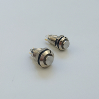 8mm allumé imperméable bleu LED mini 1NO haute tête autobloquant interrupteur à bouton poussoir en métal