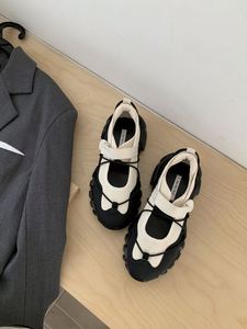 Trendy Korean Girls' Platform Sneakers, Niche Color-<b>block</b>, Thick Sole Heightening, Velcro Closure, Daily Casual Single Shoes - Product Image 6