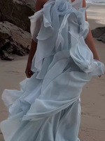 Haute qualité hors épaule décontracté sans manches licou multicouche à volants Tutu robe dame robes élégantes pour les femmes