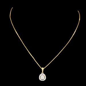Collier tendance en pierre de forme originale, design minimaliste pour femme, pendentif en or 14 carats, fait main, produit en gros - Product Image 3