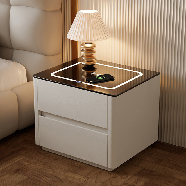 Luxury Modern Nightstands Smart Bedside Coffee Table with USB Wireless Charging for Bedroom or Living Room Furniture