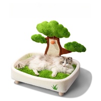 Lit pour chat en pot de pin trois en un avec coussin et planche à gratter pour l'intérieur