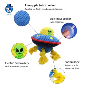Jouet pour <span class=keywords><strong>chien</strong></span> interactif et durable personnalisé en peluche de conception extraterrestre OVNI amusant <span class=keywords><strong>avec</strong></span> corde en coton - Product Image 2