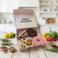 Boîtes d'emballage pour beignets avec logo personnalisé, recyclables, impression offset dorée, estampage, pour l'emballage alimentaire de boulangerie