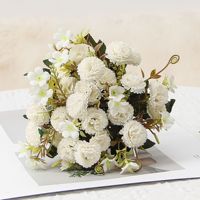 Direktverkauf ab Werk Realistische Handgefertigte Silberne Staubgold Künstliche Seidenrosen Hochzeits- & Heim-Dekorationsblumen Strauß