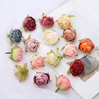 Vente en gros de têtes de roses brûlées en soie têtes de fleurs artificielles en soie pour composition florale à faire soi-même