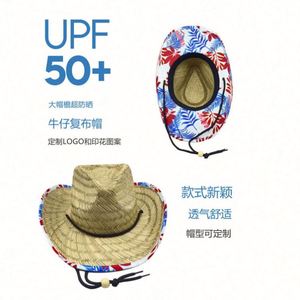 Chapeau de soleil personnalisé pour la pêche, le surf et la plage, style sombrero mexicain à large bord, chapeau de sauveteur en paille personnalisé - Product Image 6