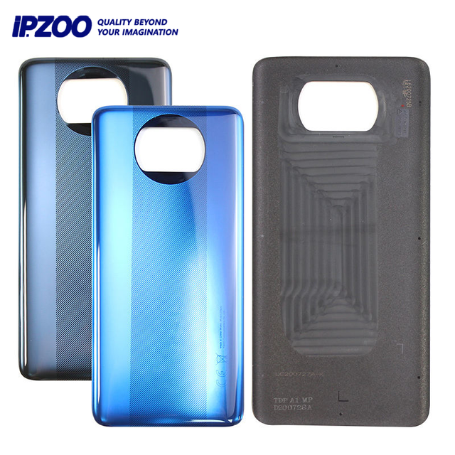 IPZOO Mobile Phone Accessories Glass Back Cover for Xiaomi Poco X3 Pro Battery Rear Door Cover Replacement Phone Housing