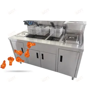 Industrial de alta capacidad personalizado 2 tanques 14L + 28L combinado freidora banco de trabajo Simple occidental comida rápida Kfc mesa de regalo