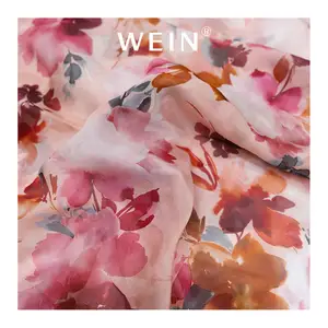 WI-Z0308-SM318 Wholesale Bawal Fabric Digital Print On Super Soft 100% Pure Silk Chiffon Fabrics For Scarves