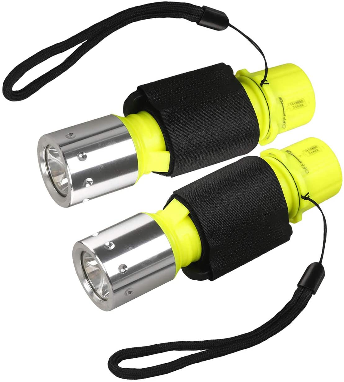 3 Modes underwater diving flashlight with wrist strap IP68 waterproof torch for scuba diving