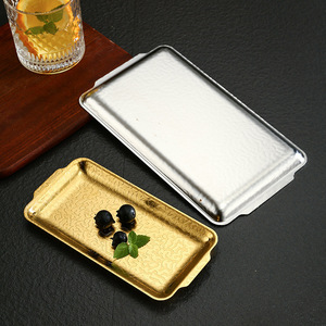 Stainless Steel Rectangular Serving <b>Tray</b> With Hammered Pattern For Korean <b>BBQ</b> Snack Vegetable Hot Pot Use - Product Image 3