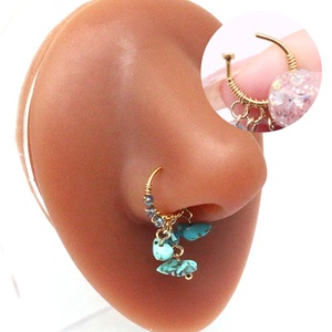 Gaby-anillos de acero inoxidable para la <span class=keywords><strong>nariz</strong></span>, joyería para el cuerpo, varios colores, piedra natural - Product Image 6