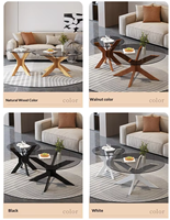 Table basse italienne de luxe léger, design simple, avec structure en bois et plateau en verre, pour salon, petite table d'appoint, commerce extérieur