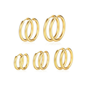 Pendientes Unisex de Moda Más Vendidos: <span class=keywords><strong>Aros</strong></span> de Acero Inoxidable con Baño al Vacío, Anillos de Alambre Grueso y Fino, y Aretes de Titanio - Product Image 5