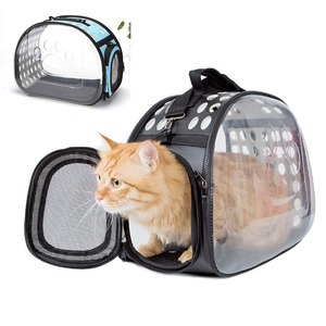 Sac de transport pour animaux de compagnie pliable transparent visible en plein air, boîte de transport portable transparente avec bandoulière, boîte de rangement - Product Image 4