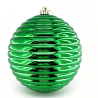 Boule de Noël en plastique de 20 cm, grande, à rayures côtelées électro-plaquées, à suspendre, pour la décoration des fêtes