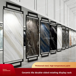 حامل عرض بلاط دوار خشبي قائم على الأرض، لعرض عينات ورق الحائط والقماش وطين الدياتوم، متعدد الوظائف، دوران عمودي 360 درجة - Product Image 5