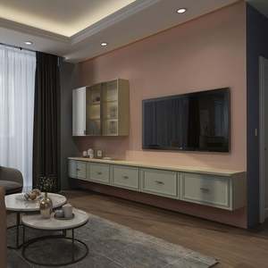 Modern Luxury LED TV Stand for Living Room Furniture with Wall-Mounted Floating <b>Cabinet</b> <b>Wooden</b> Unit Design Fits 65"+ TVs - Product Image 1