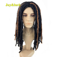 Perruque de Dreads Longues pour Hommes, Synthétique, Noire, Dreadlocks Droites, Cheveux Tressés au Crochet, Raie au Milieu, Perruque Quotidienne ou de Cosplay