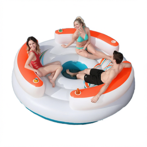 Isla Flotante Inflable de PVC para 4 Personas, Tumbona Circular para Piscina, Trono de Natación, Logotipo Personalizado, Diversión Acuática para Hoteles y Resorts - Product Image 1