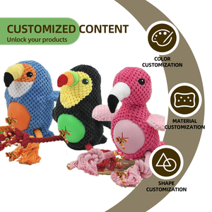 OEM ODM Birthday Gift Squeaky Chew Dog Cute Animal <strong>Parrot</strong> Soft Plush <strong>Toy</strong> Teething Cotton Plush Dog <strong>Toys</strong> Custom logo Color - Product Image 6