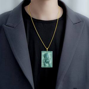 Pendentif en jadéite naturelle chinoise Fudog Blue Water, bijoux pour hommes, style chinois, cadeau avec certificat d'évaluation DW72 - Product Image 4