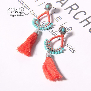 joyas de piedra de pavimentación de Textil envuelto con cuentas borla Frange gota <span class=keywords><strong>pendientes</strong></span> de cristal de Murano <span class=keywords><strong>pendientes</strong></span> - Product Image 3