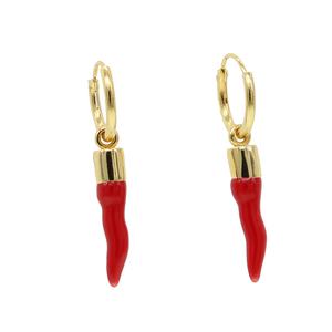 Nouveau piment charme goutte boucle d'oreille or métal mode belle fille femmes oreille piment bijoux rouge cerceau boucle d'oreille - Product Image 4