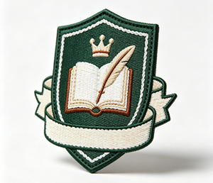 Custom Embroidered School Crest Badge Green Shield Plaque <b>Sew</b>-on Emblem for Uniform Garment Promotion - Product Image 2