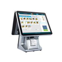 Ordinateur de point de vente tout-en-un à double écran de 15,6 pouces, écran tactile capacitif, caisse enregistreuse avec imprimante et lecteur de code QR