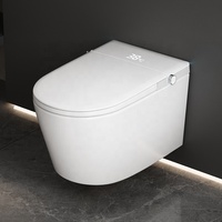 Toilettes murales intelligentes Citerne cachée Sans rebord Chasse automatique WC Siège de toilette intelligent Chauffage Télécommande disponible