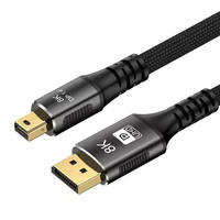 Cable Coaxial Mini USB DP, Conectores de Fibra Óptica Dorados, 8K, 2m, Malla de Nailon, Blindaje de PVC, HDR, para Computadora