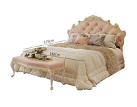 Meilleures ventes, lit de taille king de haute qualité, style rococo, bouton antique doré, meubles sculptés, ensemble de chambre à coucher classique royal