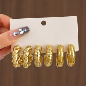 Nuevos Aretes de Aro Grandes en Forma de C con Gota de Agua Dorados de Moda para Mujer, Set de Joyería para Fiesta, Regalo, Aretes de Botón de Moda - Product Image 4