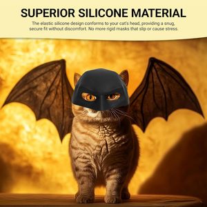 Masque de chauve-souris moderne Petop pour chat, costume d'Halloween, déguisement de super-<span class=keywords><strong>héros</strong></span>, robes en nylon pour chats et chatons, décoration de fête, noir, photo - Product Image 5